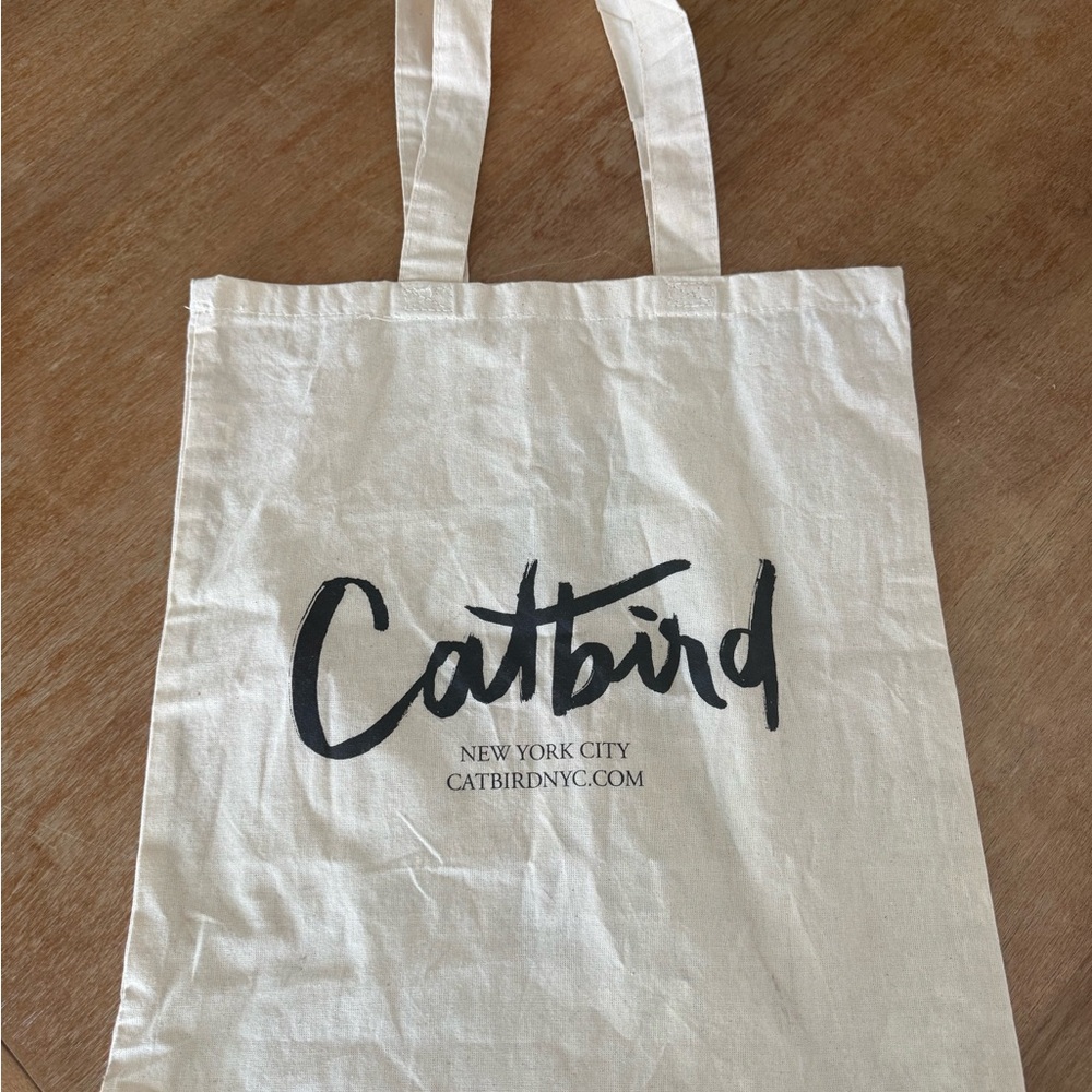 Catbird White Canvas Tote with Black Logo